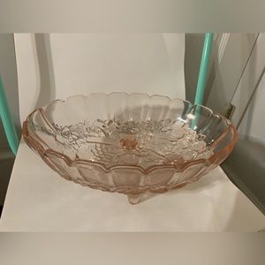 Vintage Indiana Glass Rose Wine Pink Oval Footed Centerpiece